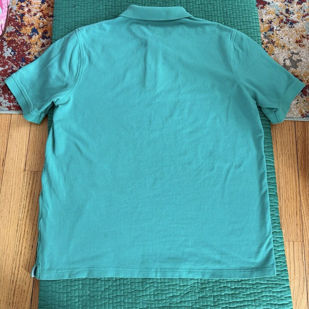 Vintage Lands End Polo Men L Turquoise Blue Made In USA Short Sleeve Shirt Faded - Picture 12 of 14